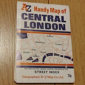 VINTAGE FOLD OUT MAP OF CENTRAL LONDON Pocket Map